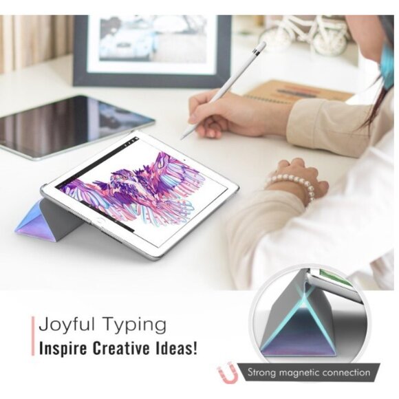 MoKo Case fits Apple 9.7" iPad (2017/2018) Smart Shell Stand Cover, Watercolor - Picture 7 of 9
